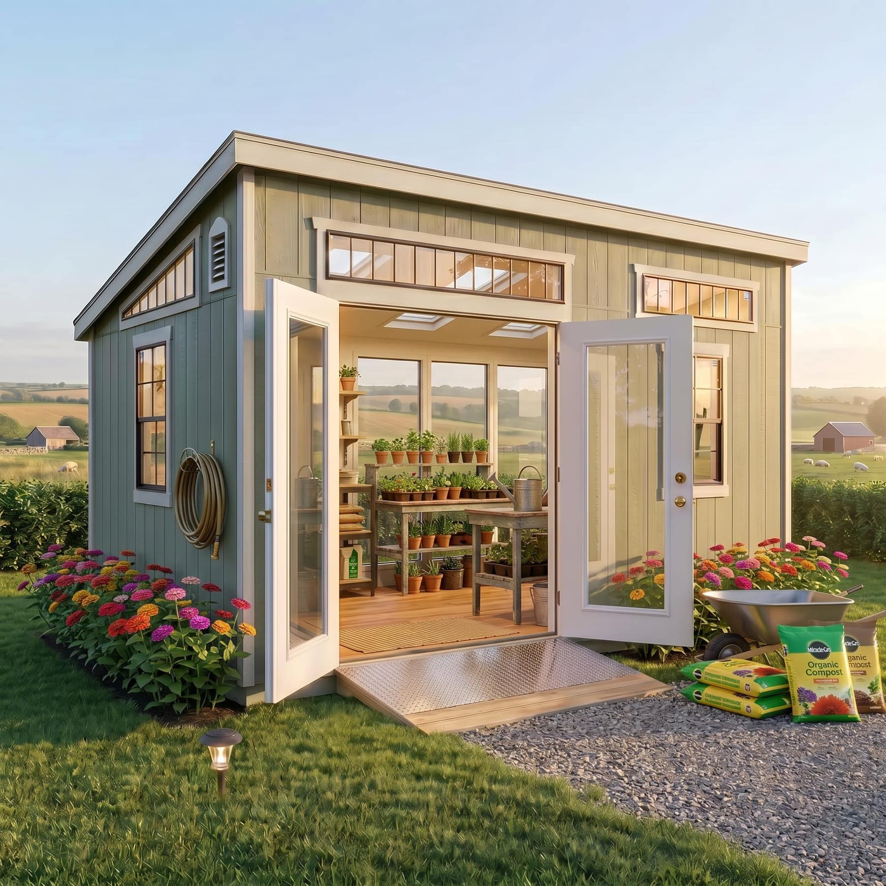Custom shed dedicated to gardening